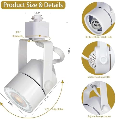 Bravsekai Advanced LED Track Lighting Kit with Replaceable GU10 Bulbs, 6-Lights Dimmable Track Lights with 2x1m H Type Track Rails, 10W 3000K Warm White Indoor Spotlight Fixture for Any Space