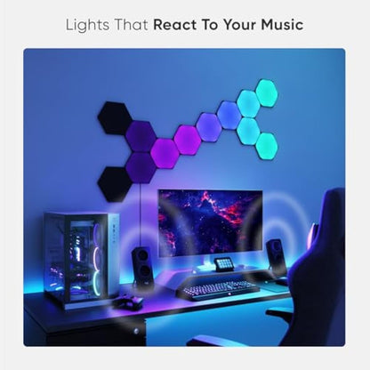 Nanoleaf Shapes Ultra Black Hexagon Starter Kit, 9 Smart Light Panels LED RGBW - Modular Wi-Fi Colour Changing Wall Lights, Works with Alexa Google Assistant Apple Homekit, for Room Decor & Gaming