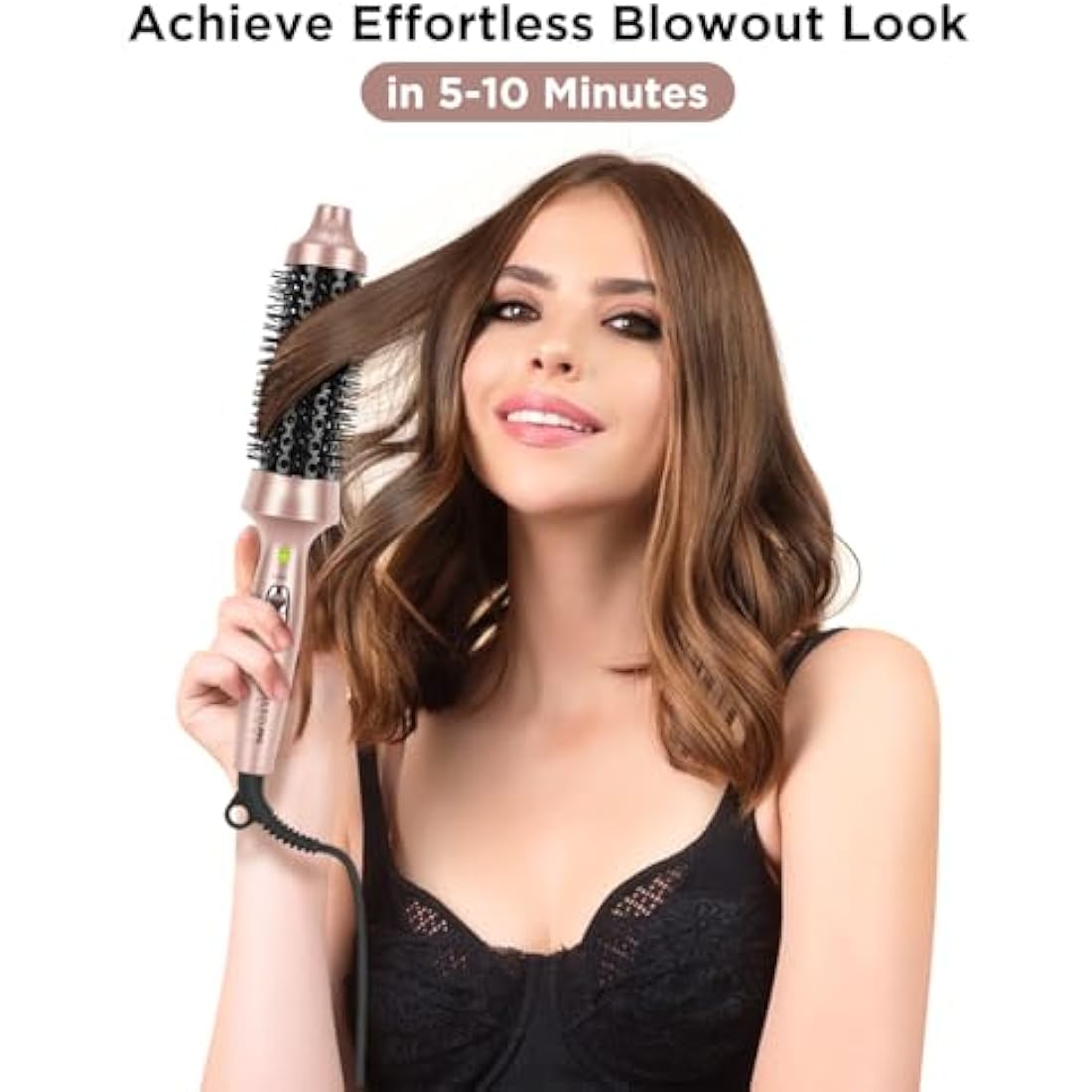 Parwin Pro Beauty Thermal Brush, 1.3"/35mm Heated Round Brush, Ionic Hot Brush Create Shinier & Smoother Curls, Not for Blow Drying, Fast Heating, Dual Voltage, 60Mins Auto Shut Down, Gold