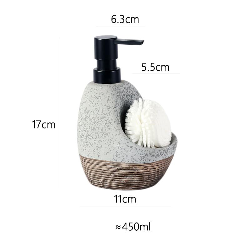 Hosoncovy 450ML Ceramic Liquid Soap Dispenser with Pump ，Pump Bottle Dispenser with Soap/Fome Holder