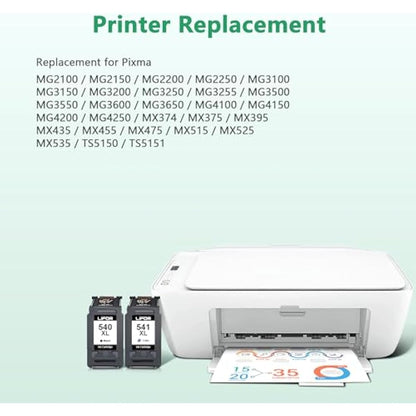 LIFOR 540XL 541XL Twin Pack Replacement for Canon 540 and 541 Ink Cartridges 540 541 PG-540XL Black CL-541XL Colour for Canon Pixma TS5150 TS5151 MG3650 MG3650S MG3600 MG4250 MX475 Packing May Vary