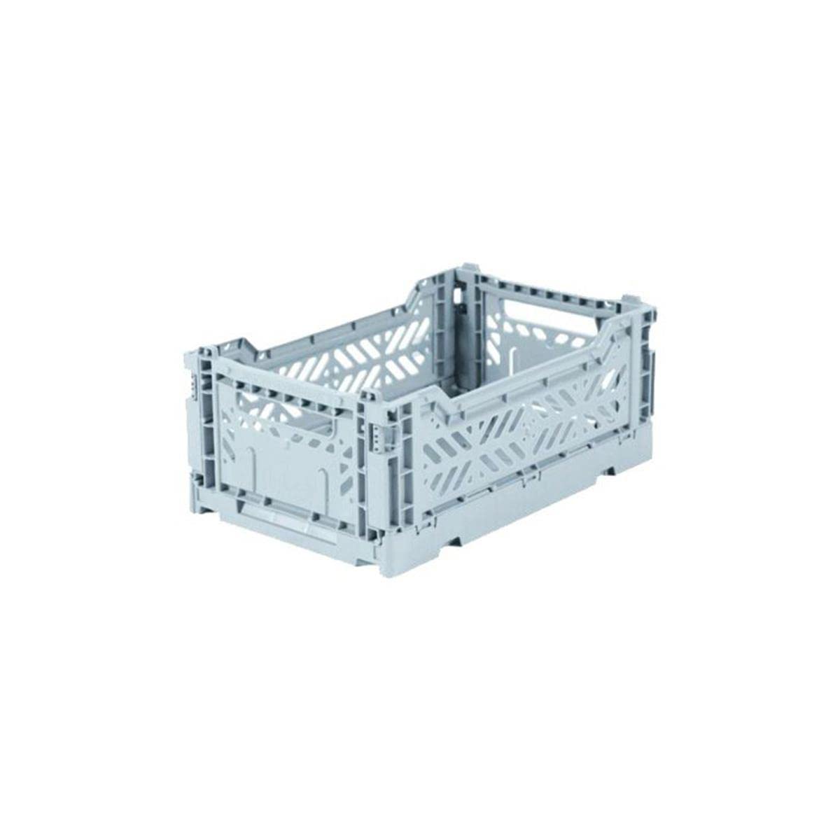 Ay-Kasa Folding Crate, Sturdy Folding Box, Plastic, Stackable, Pale Blue, Mini (27 x 17 x 11 cm)