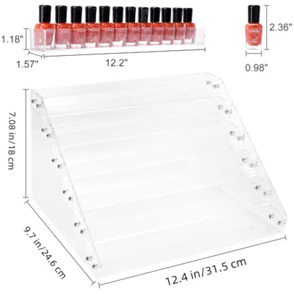 BTremary 6 Tiers Clear Nail Polish Display Rack Stand Holder,Acrylic Nail Polish Organiser Storage Rack Shelf Holds up to 96 Bottles,Essential Oil Paints Ink Holder (Fit 1-2oz Bottles)