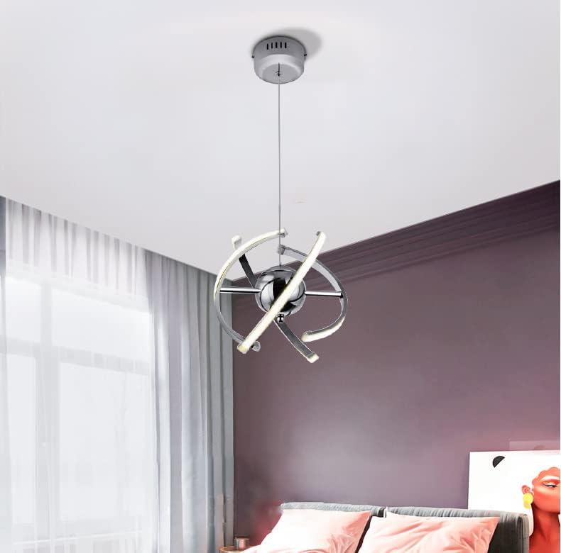 ELINKUME Modern Living Room LED Pendant Lights,Creative Adjustable Kitchen Light Fixture,26W Globe Chrome Ceiling Chandelier for Dining Room,Bedroom,Hall Lighting
