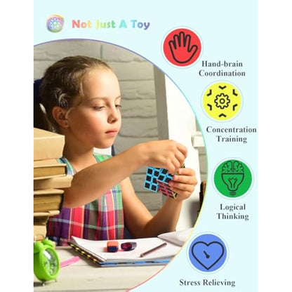 ROXENDA Speed Cube, Magic Puzzle Cube Super-durable Carbon Fiber Sticker with Vivid Colors for Kids (4x4x4)