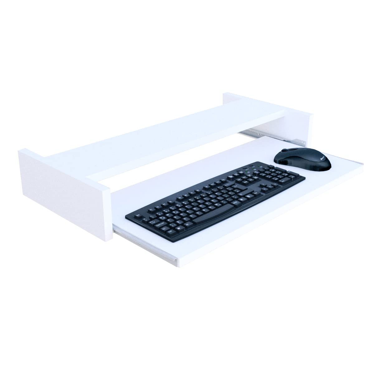 Henor, Removable Wooden Keyboard Stand 70 x 31 x 11 cm Under Desk Under Table White
