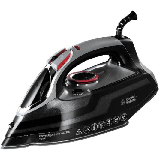 Russell Hobbs Steam Iron [3100W, 210 g/min extra steam boost, 70 g/min steam] Power Steam (350ml, ceramic soleplate, self-cleaning & spray water function, anti-limescale, drip stop) 20630
