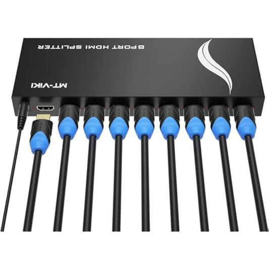 4K HDMI Splitter 1 in 8 out, 1 to 8 Distributor MT-VIKI 8 Way 1x8 For 8 Monitor HDTV CCTV 3D Supports EDID HDCP +UK Power Supply