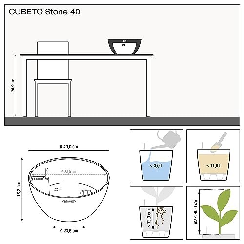 LECHUZA CUBETO Stone 40 sand beige 13841