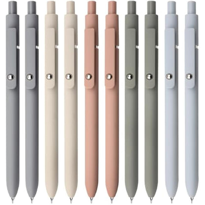 UIXJODO Gel Pens, 10 Pcs 0.5mm Fine Point Black Ink Pens with Soft Grip, Morandi Series for Writing, Note Taking