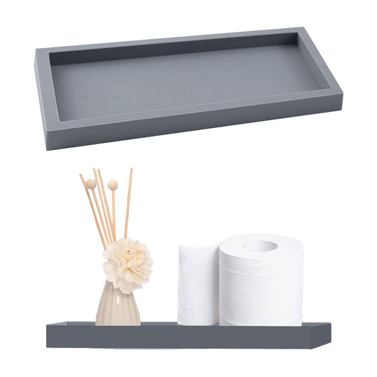 2pcs Bathroom Tray 7.87x3.93x0.7in, Toilet Tank Storage Silicone Vanity Kitchen Sink Bathroom Countertop Organiser Vanity Tray For Counter Decor