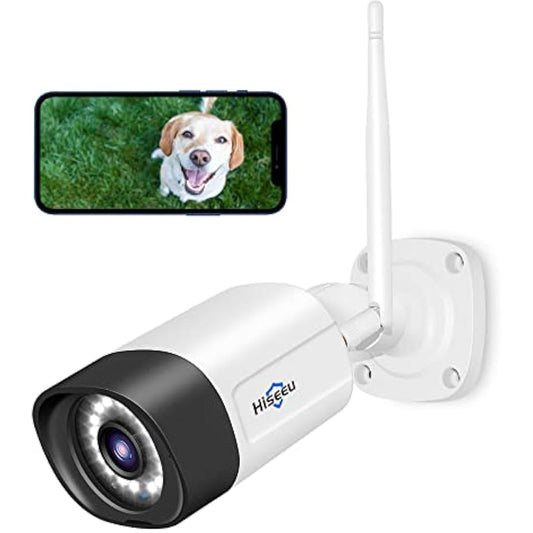 Hiseeu 1080P Security Camera Two-Way Audio Surveillance Camera,Outdoor Wireless Camera With Waterproof, Motion Detection and Day& Night Vision Functions,Bullet Camera Compatible with Multi-Systems