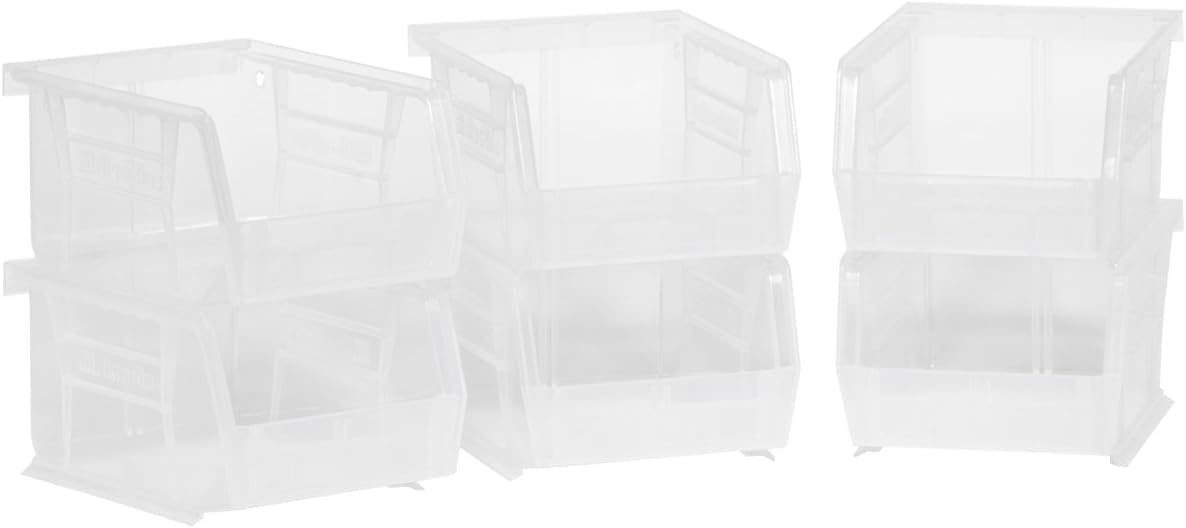 Akro-Mils 30210 AkroBins Plastic Storage Bins, Space-Saving Stackable Bins for Garage, Pantry, Craft Organization, 13.7 cm x 10.5 cm x 7.6 cm, Clear