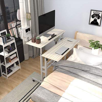 sogesfurniture Mobile Laptop Stand Desk Computer Workstation, Adjustable Notebook Cart Tray PC Table Sit-Stand Workstation with Keyboard Tray for
