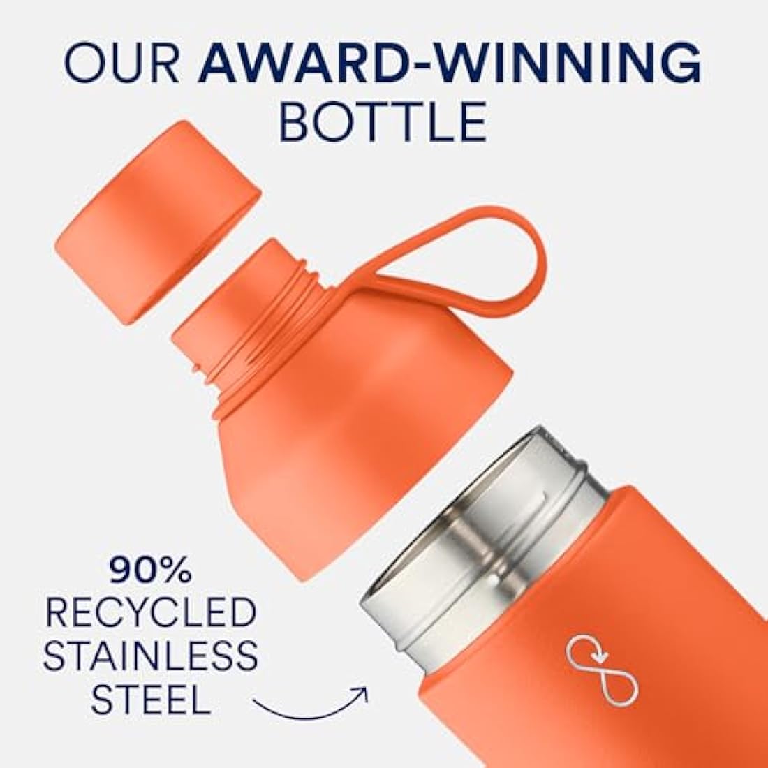 Ocean Bottle - Recycled Stainless Steel Bottle - Eco-Friendly & Reusable (Big 1l, Sun Orange)