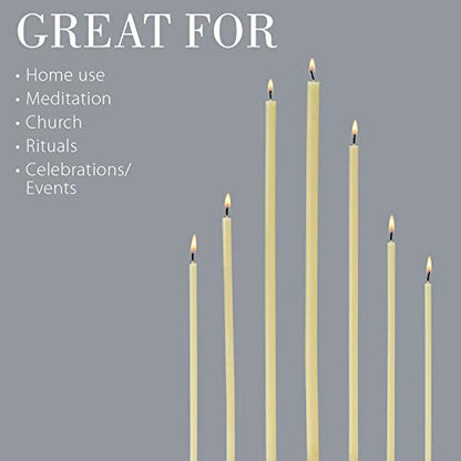 Danilovo Thin Taper Beeswax Candles - Honey-Scented, Decorative Candles Ideal for Birthday Decoration or Church Prayers - White Drip Free, Tall &