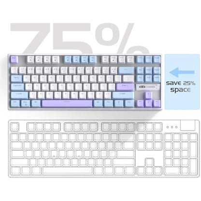 MageGee 75% Mechanical Gaming Keyboard with Red Switch, LED Blue Backlit Keyboard, 87 Keys Compact TKL Wired Computer Keyboard for Windows Laptop PC Gamer - White/Blue