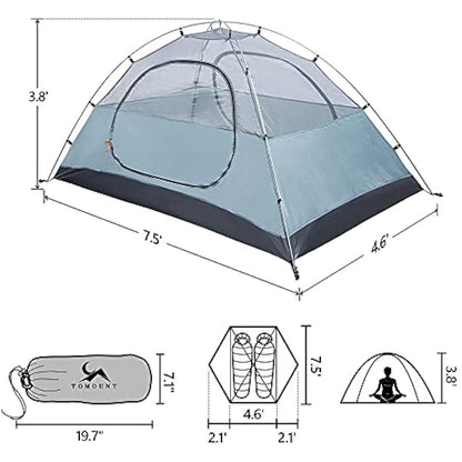 MC Backpacking Tent 2 Person Waterproof Lightweight Compact Double Layer Free-Standing Outdoor Camping Hiking 3 Season