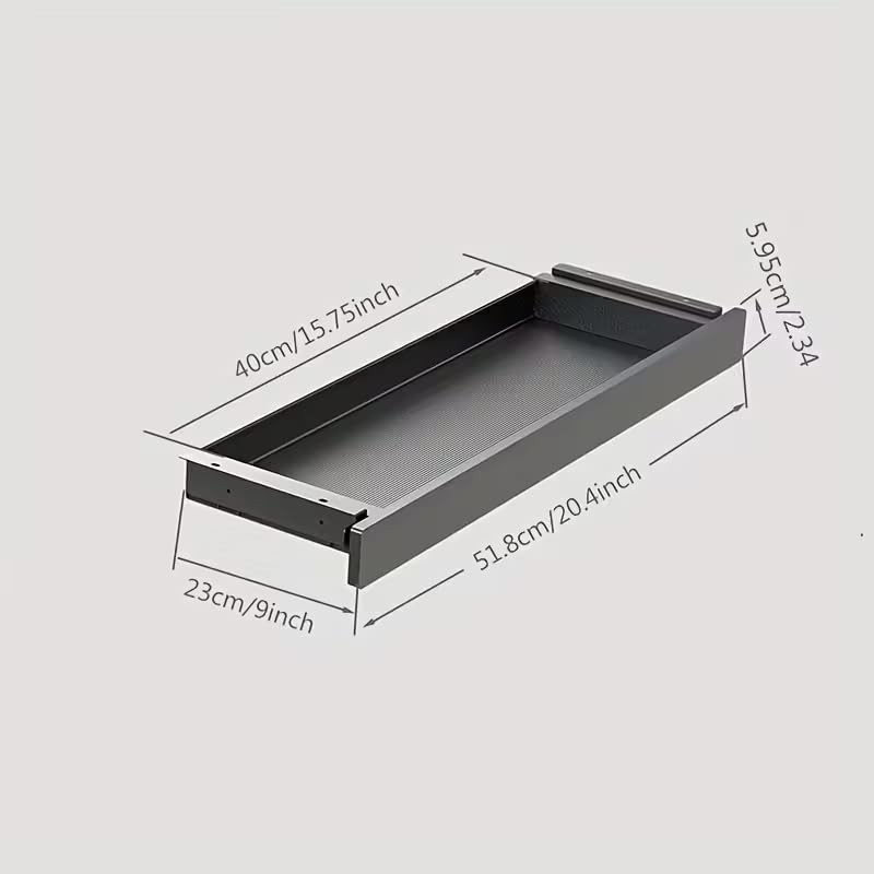 ZEEFAN Under Desk Mounted Sliding Drawer to pull out, Attachable Desk Pencil Drawer Ball-Bearing Slides (Black)