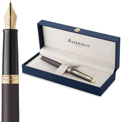 Waterman Hémisphère Fountain Pen | Lava Black (The Understated Edit Collection) | Medium Nib with Blue Ink | Gift Box
