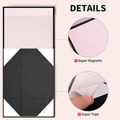GIFTSAY Magnetic Gift Box for Presents 32.2 x20.3 x11.4 cm,Large Gift Boxes Black with Lid for Gifts, Paper Wedding Favor Boxes,Birthday Gift Box Bulk, Party Favor Boxes