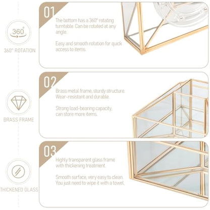 SLHEQING 360° drehbarer Make-up-Organizer, Glas Beauty Organizer, Schmink Aufbewahrung für Dresser Schlafzimmer Badezimmer