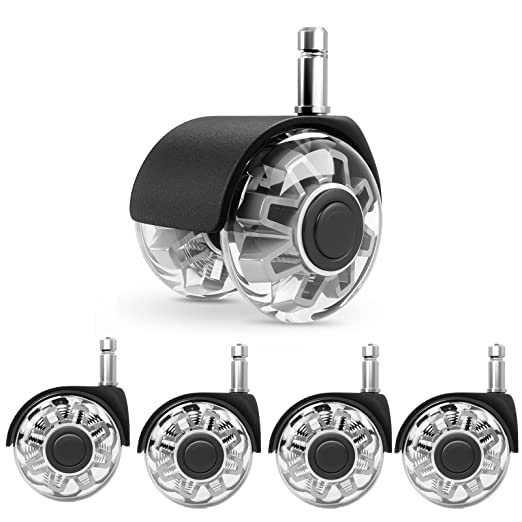 Replacement Office Chair Wheels (1000 kg) - 10 x 22 mm Wheels for Office Chairs, Smooth and Quiet Hard Floor Castors