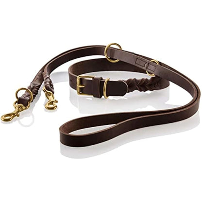 HUNTER Sansibar Solid Dog Collar Leather Heavy Duty Grippy Braided 40 (S) Dark Brown