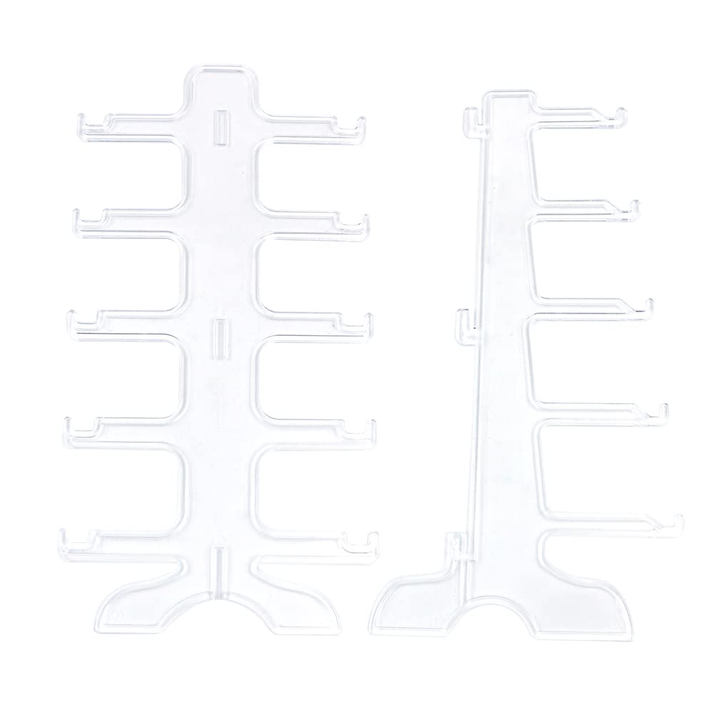 Alnicov 5 Pairs Glass Stand Sunglass Holder Glasses Rack Display Organizer Sunglasses Frame Shelf Show case(Clear)