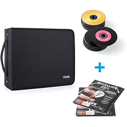 LIOVODE DVD Case 200 DVDs and 100 Booklets Capacity, Storage CDs with Booklet Inserts Media Organizer Holder Black CD Wallet for Home and Car