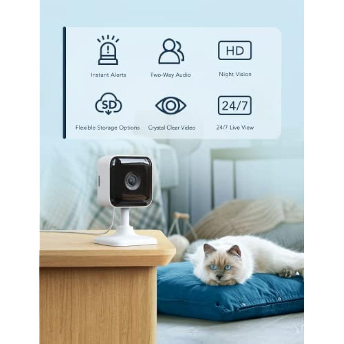 GNCC Indoor Camera 1080P Security Camera 2 Packs CCTV Camera House Security, Home Security Cam, Motion/Sound Detection, 2-Way Audio, Night Vision, Real-Time Alert, SD&Cloud, 2.4G WiFi