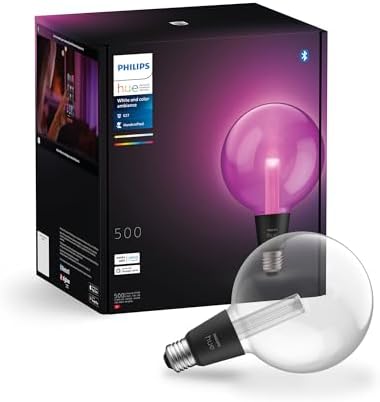 Philips Hue Lightguide G125 Large Globe Smart Bulb, White and Color Light, Bluetooth Compatible, Voice Control with Alexa, Apple Home & Google Assistant