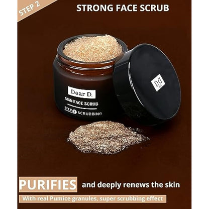 Dear D. Face Skincare Box Kit Superior | 4-Step Complete Routine with Face Wash, Face Scrub, Moisturizer, Eye Cream | Made In Italy Men's Cream Set