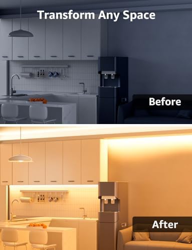 Lepro LED Strip Light Warm White 10M, 2000lm Dimmable LED Taple, 24V UK Plug in LED Strip with Dimmer Switch, 3000K Flexible Stick-on LED Lights for Bedroom, Kitchen, Cupboard, Shelf (1 Roll)