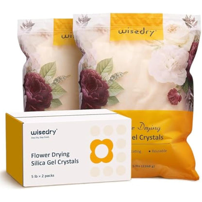 wisedry 10 LBS Silica Gel Flower Drying Crystals, 2 Packs of 5 LBS, Color Indicating, Reusable