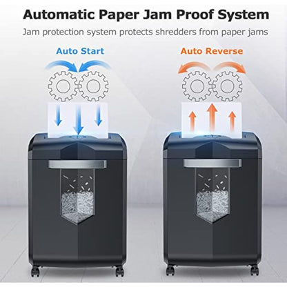 Bonsaii Heavy Duty Paper Shredder, 60-Minute 18 Sheets Cross Cut Office Credit Card Shredders for Industrial and Business Use, 23-Litre Pullout Bin with 4 Casters, Black (C149-C)