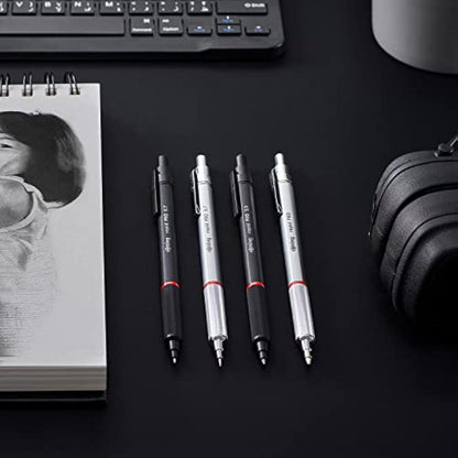 rOtring Rapid Pro Mechanical Pencil | HB 0.7 mm Lead Propelling Pencil | Reduced Lead Breakage | Silver Chrome Full-Metal Barrel