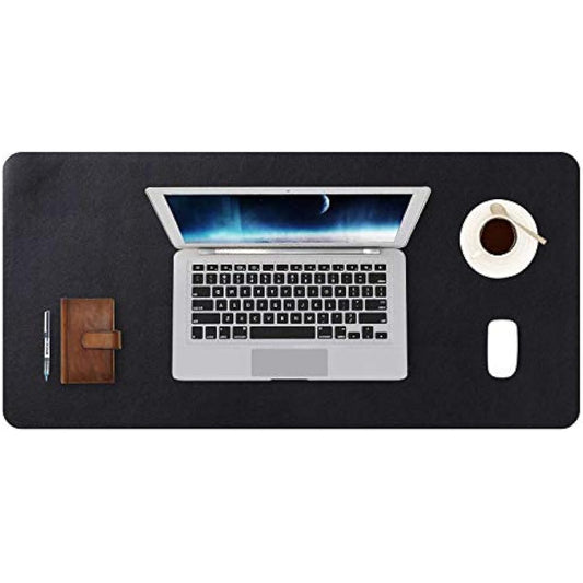 DOBAOJIA Extended Mouse Pad Desk Pad Large 31.5" X 15.7" Large Mouse Mat XL Desk Blotter Writing Pad for Laptop/Office/Home, PU Leather Side Waterproof +Suede Side Non-Slip (Black)