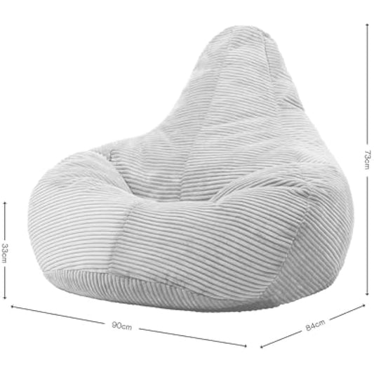 icon Dalton Cord Recliner Bean Bag, Dusk Pink, Large Adult Bean Bag Chair with Filling Included, Comfy Chair, Living Room Furniture, Bedroom Furniture