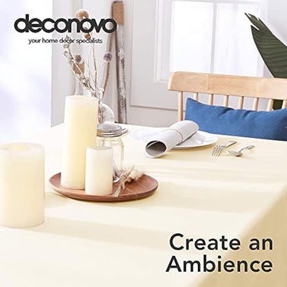 Deconovo Oxford Decorative Cream Tablecloth - Wipeable, Water Resistant, Rectangle, 137x200cm (54x79in), Perfect for Picnics