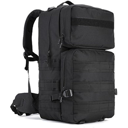 YuanWen Tactical Backpack 55L Water Resistant Military Army Combat Rucksack Trekking Rucksack MOLLE Camping Hiking Backpack Black