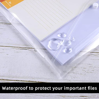 Clear Plastic Wallets A4 Popper Wallets Document File Folders for Paperwork A4 Plastic Envelopes Wallet, Pack of 6