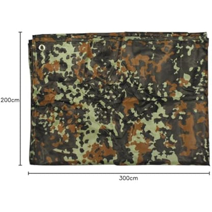 MFH 50316 Multi-Purpose tarp Stain 300 cm x 200 cm, Pack of 1, Polyester, Camouflage, 200 x 300 cm