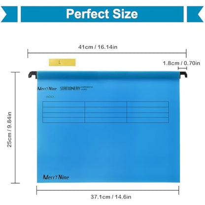 Suspension Files, MerryNine 15PCS Polypropylene Filing Cabinet Suspension Files with Tabs and Card Inserts for School Home Work Office Organization **Check Size Before Ordering ** (Bule, Foolscap)