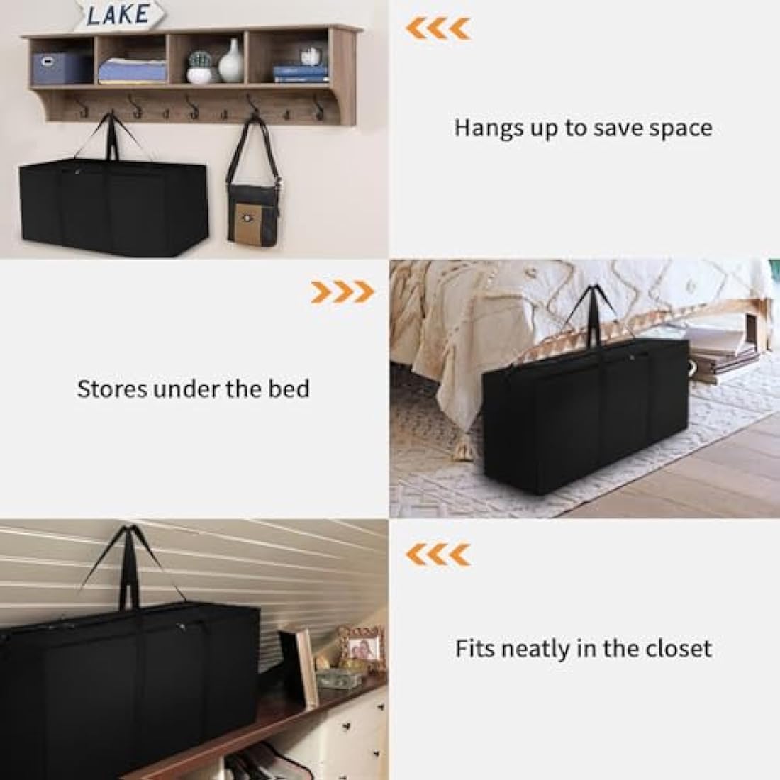 Dokon Garden Furniture Cushion Storage Bag Waterproof Christmas Tree Storage Bag Anti-UV Heavy Duty Oxford Fabric Outdoor Cushion Bags with Durable Handle and Zipper (125x40x55cm) - Black