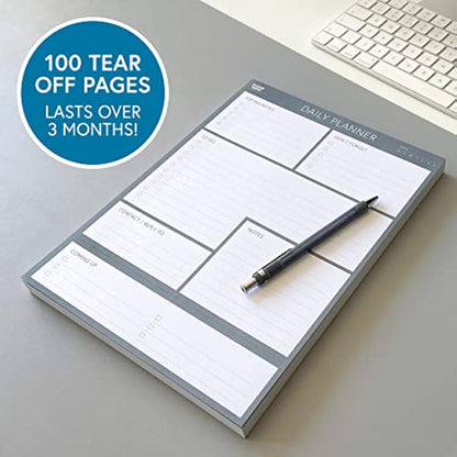 A4 Daily Planner Pad - 100 Undated Tear-Off Sheets, To-Do List & Desk Organiser for Work, Study & ADHD Focus