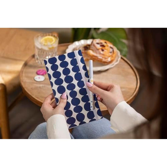 Busy B Navy Spot Meal Planner - Weekly Tear-Off Meal Planner, Shopping Lists, Storage Pocket, Elastic Closure, Pen Loop and Two Magnets - FSC® Certified