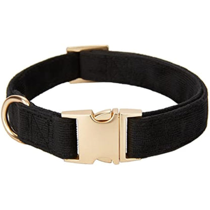 YUDOTE Ultra-soft Dog Collar Natural Cotton Corduroy Made for Medium Dogs with Sensitive Skin,Black
