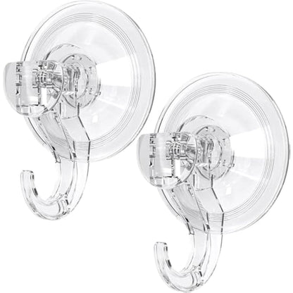 GlobaLink Suction Hooks, Clear Reusable Heavy Duty 3KG Vacuum Suction Cup Hooks, Plastic Suction Hanger Vacuum Seamless Sucker Hook for Bathroom Kitchen Window Bags Coats Xmas Wreath, 2 Pack
