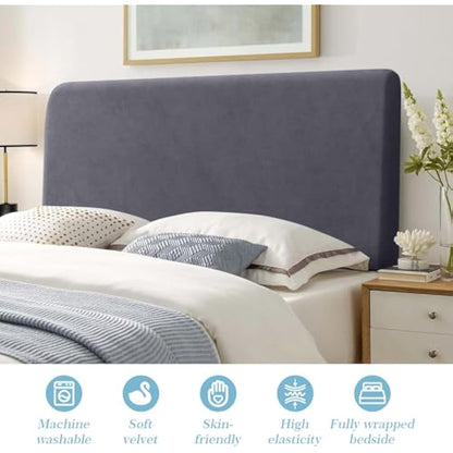 TAOCOCO Bed Headboard Covers, King Size Headboard Covers,Velvet All-inclusive Elastic Headboard Protection Cover for King/Double Bed,Grey Headboard Cover 150-170cm(Dark Grey)